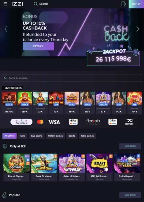 Gaming Hub Izzi Casino